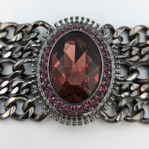Givenchy Swarovski Crystal Multi Chain Gun Metal Bracelet - Picture 12 of 12
